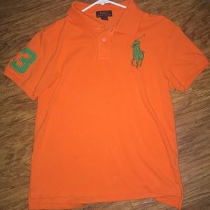 Orange green polo